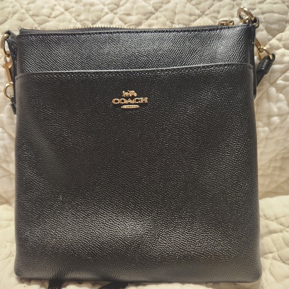 Coach Kitt Messenger Leather Crossbody Bag Black Gem
